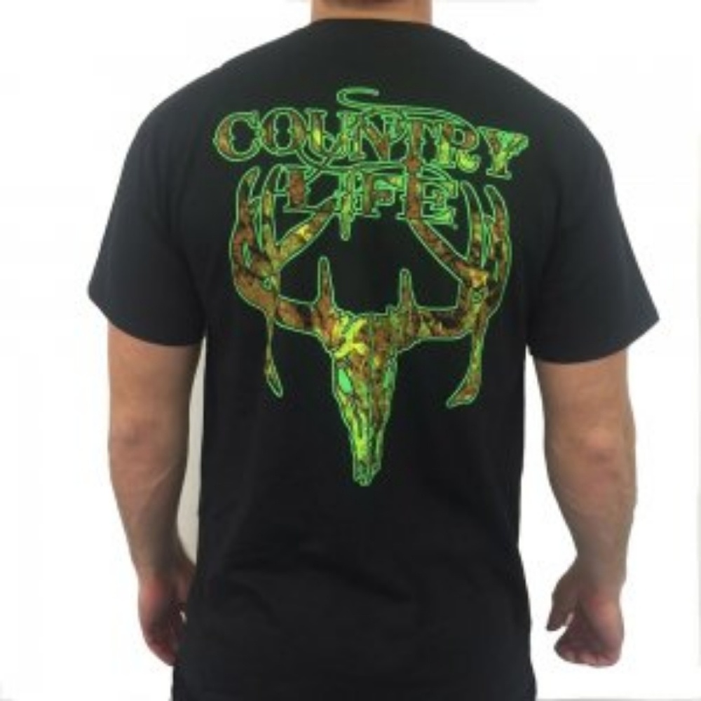 Black & Green Skull Country Life Tee